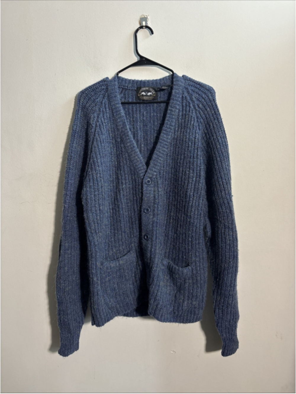 VINTAGE NORTHERN ISLES ACRYLIC RAYON CARDIGAN SIZE XL BLUE BUTTONS SWEATER